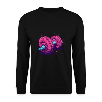 Kreatives Gehirn Gewichte Motivierende Fitness - Unisex Pullover - Schwarz - Vorne - Alina (178cm) & Michal (187cm)
