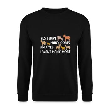 Ja ich will noch mehr Ziegen ich liebe Ziegen - Unisex Pullover - Schwarz - Vorne - Alina (178cm) & Michal (187cm)