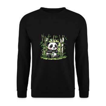 Niedlicher Panda Bambus Wald Tier Tierwelt - Unisex Pullover - Schwarz - Vorne - Alina (178cm) & Michal (187cm)