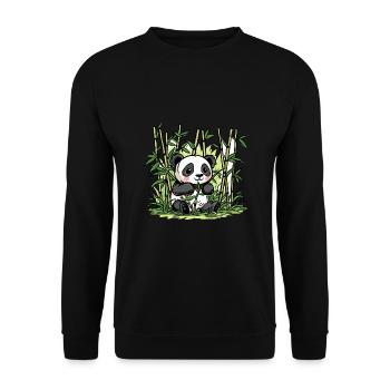 Niedlicher Panda Bambus Wald Tier Tierwelt - Unisex Pullover - Schwarz - Vorne - Alina (178cm) & Michal (187cm)