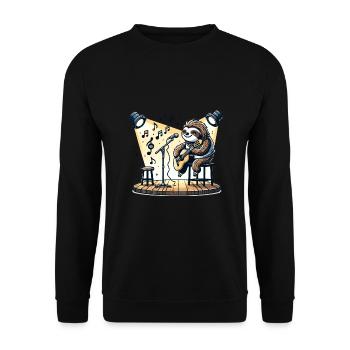 Faultier Musik Gitarre Singen für einen - Unisex Pullover - Schwarz - Vorne - Alina (178cm) & Michal (187cm)