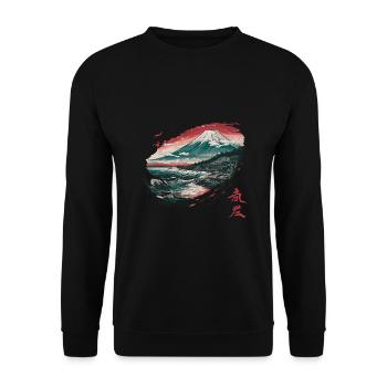 Fujiyama Fuji für einen Japaner oder Japan - Unisex Pullover - Schwarz - Vorne - Alina (178cm) & Michal (187cm)