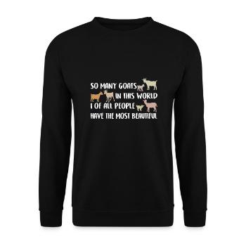 Ich habe die schönsten Ziegen der Welt - Unisex Pullover - Schwarz - Vorne - Alina (178cm) & Michal (187cm)
