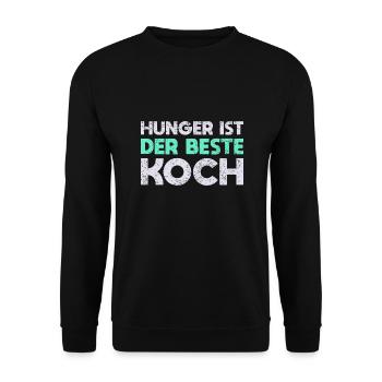 Hunger Ist Der Beste Koch - Unisex Pullover - Schwarz - Vorne - Alina (178cm) & Michal (187cm)