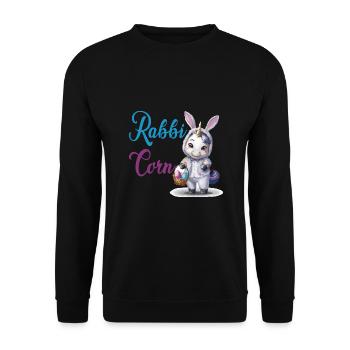 Niedliches Rabbicorn Einhorn Ostern für Kinder - Unisex Pullover - Schwarz - Vorne - Alina (178cm) & Michal (187cm)