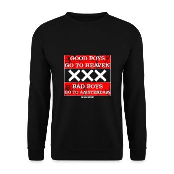 Bad Boys Go To Amsterdam JGA - Unisex Pullover - Schwarz - Vorne - Alina (178cm) & Michal (187cm)