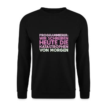 Programmierer: Wir Schreiben Heute Die... - Unisex Pullover - Schwarz - Vorne - Alina (178cm) & Michal (187cm)