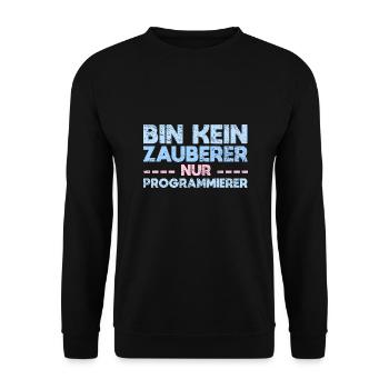 Bin Kein Zauberer, Nur Programmierer - Unisex Pullover - Schwarz - Vorne - Alina (178cm) & Michal (187cm)
