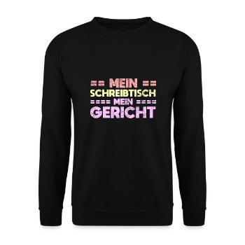 Mein Schreibtisch, Mein Gericht - Unisex Pullover - Schwarz - Vorne - Alina (178cm) & Michal (187cm)