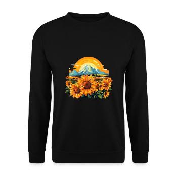 Sonnenblume Floral Blühen Sommer Natur für einen - Unisex Pullover - Schwarz - Vorne - Alina (178cm) & Michal (187cm)