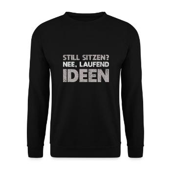 Still Sitzen? Nee, Laufend Ideen - Unisex Pullover - Schwarz - Vorne - Alina (178cm) & Michal (187cm)