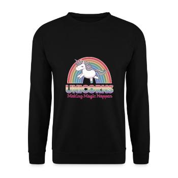 Kinder Einhorn Regenbogen Magisches Einhorn für - Unisex Pullover - Schwarz - Vorne - Alina (178cm) & Michal (187cm)