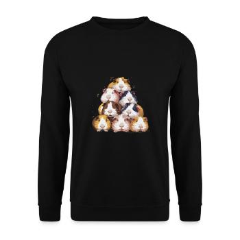 Triumphant Guinea Pig Tower with Carrot - Unisex Pullover - Schwarz - Vorne - Alina (178cm) & Michal (187cm)