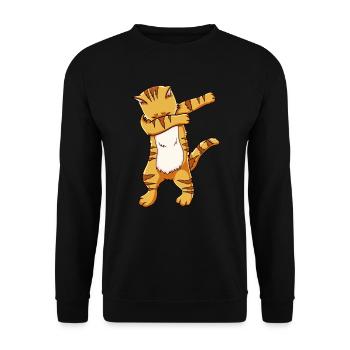 Dabbing Cat | Cat kitten pet gift - Unisex Sweatshirt - black - Front - Alina (178cm) & Michal (187cm)