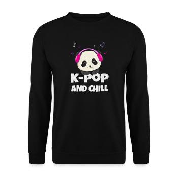 K-POP und chillen. Schwarz # 1 - Unisex Pullover - Schwarz - Vorne - Alina (178cm) & Michal (187cm)