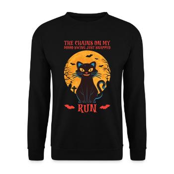 Halloween Katze Hexe - Unisex Pullover - Schwarz - Vorne - Alina (178cm) & Michal (187cm)