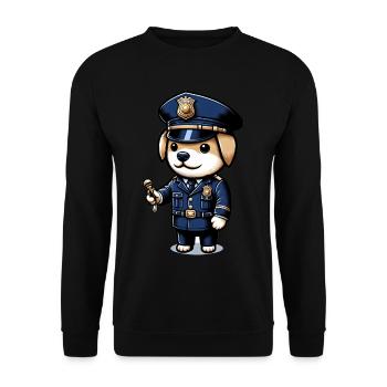 Chien mignon policier - Sweat-shirt Unisexe - noir - Devant - Alina (178cm) & Michal (187cm)