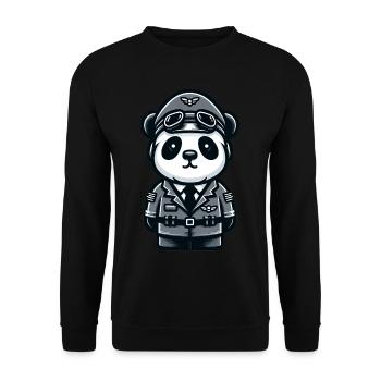 Cute Panda Pilot - Unisex Sweatshirt - black - Front - Alina (178cm) & Michal (187cm)