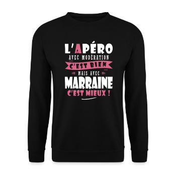Marraine Cadeau Humour cadeau tatie soeur tata - Sweat-shirt Unisexe - noir - Devant - Alina (178cm) & Michal (187cm)