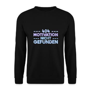 404: Motivation Nicht Gefunden - Unisex Pullover - Schwarz - Vorne - Alina (178cm) & Michal (187cm)