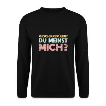 Geschirrspüler? Du Meinst Mich? - Unisex Pullover - Schwarz - Vorne - Alina (178cm) & Michal (187cm)