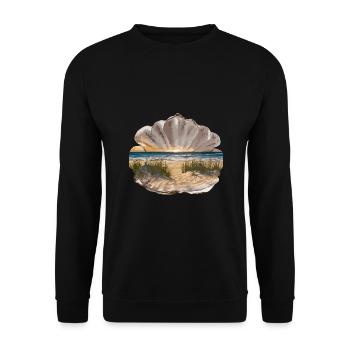 Muschel Strand Szene Serene Ozean Landschaft - Unisex Pullover - Schwarz - Vorne - Alina (178cm) & Michal (187cm)