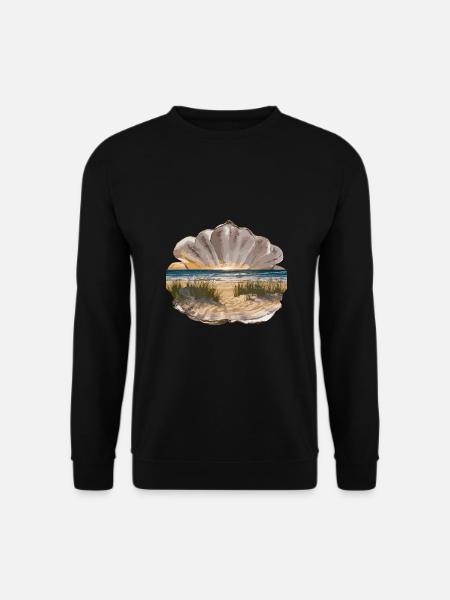 Muschel Strand Szene Serene Ozean Landschaft - Unisex Pullover - Schwarz