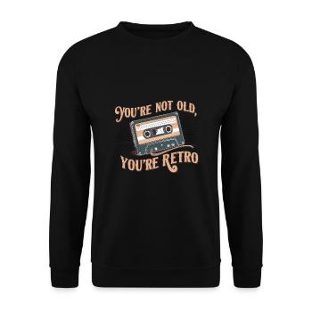 You're Not Old You're Retro Classic Cassette Tape - Unisex Pullover - Schwarz - Vorne - Alina (178cm) & Michal (187cm)