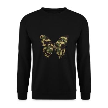 Natürliche Camouflage Schmetterling - Unisex Pullover - Schwarz - Vorne - Alina (178cm) & Michal (187cm)