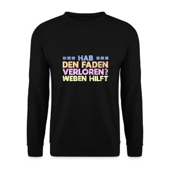 Hab Den Faden Verloren? Weben Hilft - Unisex Pullover - Schwarz - Vorne - Alina (178cm) & Michal (187cm)