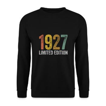 Jahrgang 1927 Limited Edition Geburtstag - Unisex Pullover - Schwarz - Vorne - Alina (178cm) & Michal (187cm)