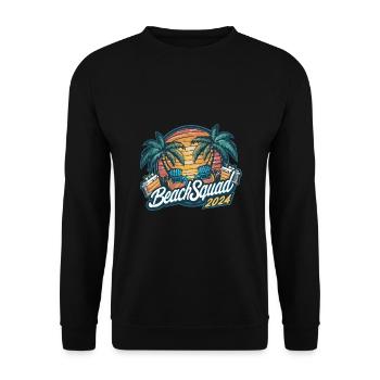 Beach Squad 2024 Tropischer Sonnenuntergang - Unisex Pullover - Schwarz - Vorne - Alina (178cm) & Michal (187cm)