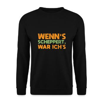 Wenn's Scheppert, War Ich’s - Unisex Pullover - Schwarz - Vorne - Alina (178cm) & Michal (187cm)