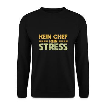 Kein Chef, Kein Stress - Unisex Pullover - Schwarz - Vorne - Alina (178cm) & Michal (187cm)