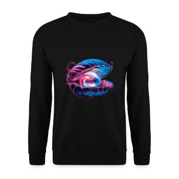 Muschel mit einer Perle für einen Strandmuschel - Unisex Pullover - Schwarz - Vorne - Alina (178cm) & Michal (187cm)