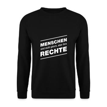 Menschen sind nicht gleich aber ihre Rechte - Unisex Pullover - Schwarz - Vorne - Alina (178cm) & Michal (187cm)