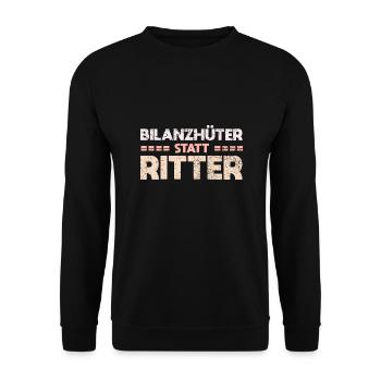 Bilanzhüter Statt Ritter - Unisex Pullover - Schwarz - Vorne - Alina (178cm) & Michal (187cm)