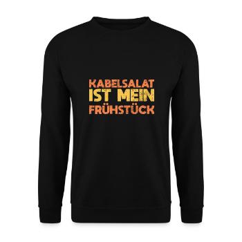 Kabelsalat Ist Mein Frühstück - Unisex Pullover - Schwarz - Vorne - Alina (178cm) & Michal (187cm)