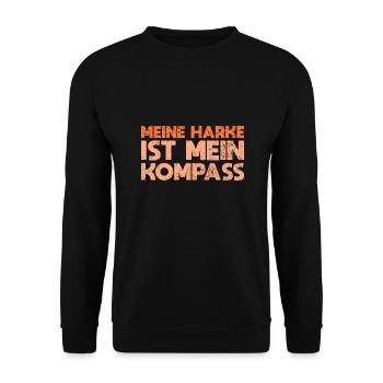 Meine Harke Ist Mein Kompass - Unisex Pullover - Schwarz - Vorne - Alina (178cm) & Michal (187cm)