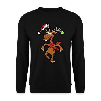 Funny reindeer - Unisex Sweatshirt - black - Front - Alina (178cm) & Michal (187cm)