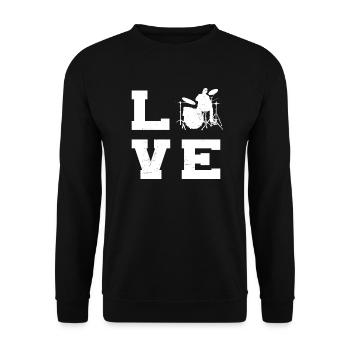 Percussionist Drummer Women Men's Drum Kit - Unisex Sweatshirt - black - Front - Alina (178cm) & Michal (187cm)