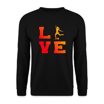 Herren Fussball Fussballer Fussballspieler - Unisex Pullover - Schwarz - Vorne - Alina (178cm) & Michal (187cm)