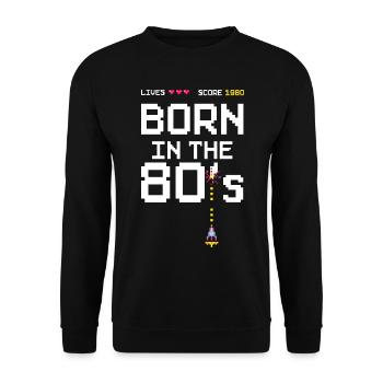 Vintage 1980's Born Cool Retro Gamer Style - Unisex Sweatshirt - black - Front - Alina (178cm) & Michal (187cm)