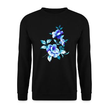 Schöne blaue Blumen Blume blau Sommer sommerlich - Unisex Pullover - Schwarz - Vorne - Alina (178cm) & Michal (187cm)