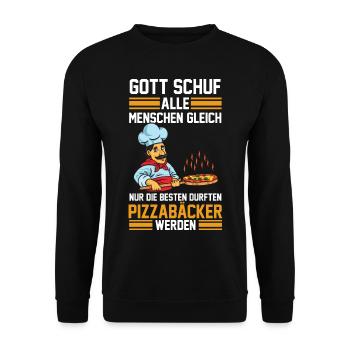 Pizzabäcker Italienisches Restaurant Geschenk - Unisex Pullover - Schwarz - Vorne - Alina (178cm) & Michal (187cm)