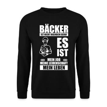 Bäcker Backen Mein Beruf Bäckermeister Geschenk - Unisex Pullover - Schwarz - Vorne - Alina (178cm) & Michal (187cm)