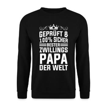 Bester Zwillingspapa Vater Von Zwillingen Vatertag - Unisex Pullover - Schwarz - Vorne - Alina (178cm) & Michal (187cm)