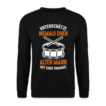 Trommel Drummer Trommeln Drumsticks Rührtrommel - Unisex Pullover - Schwarz - Vorne - Alina (178cm) & Michal (187cm)
