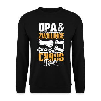 Opa Zwillinge das perfekte Team - Unisex Pullover - Schwarz - Vorne - Alina (178cm) & Michal (187cm)