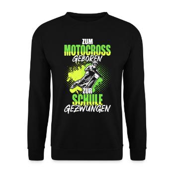 Motocross Geschenk Motorradfahrer Motorrad Enduro - Unisex Pullover - Schwarz - Vorne - Alina (178cm) & Michal (187cm)